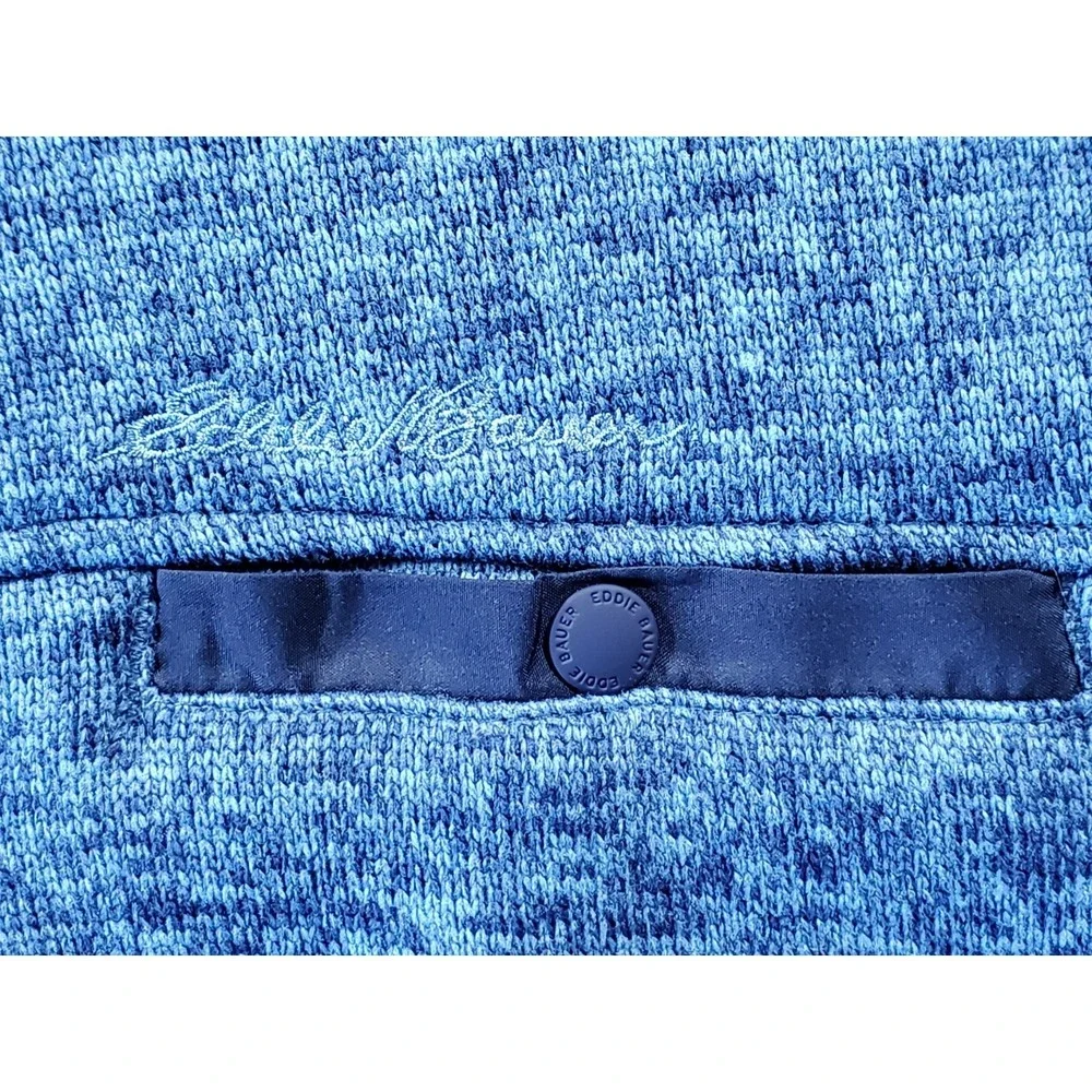 Eddie Bauer Mens XXL Blue Heather 1/4 Zip Fleece Pullover Sweater Jacket